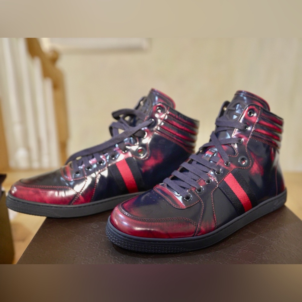 Gucci Coda Signature High Tops “Burnish Blue Red”